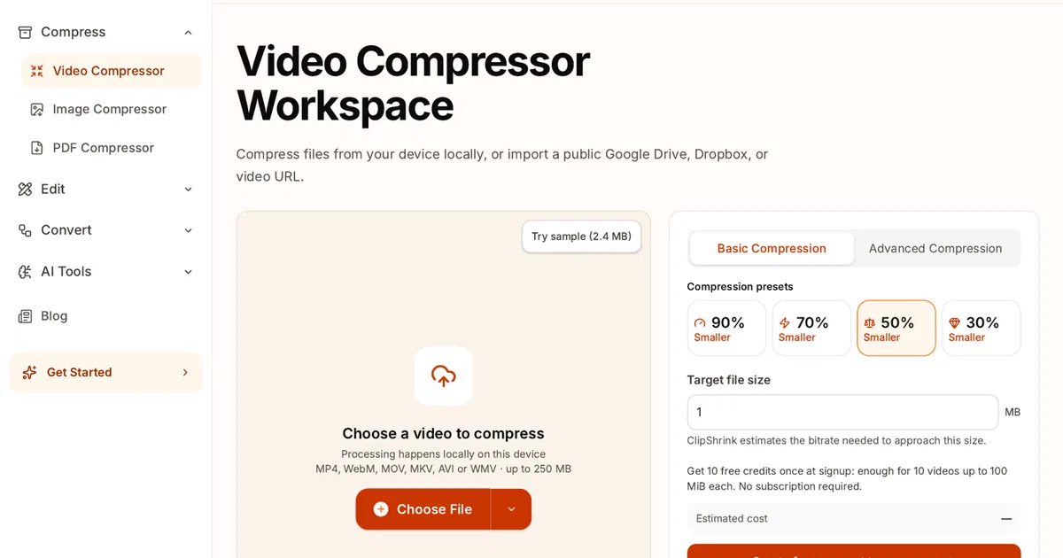 ClipShrink screenshot 1