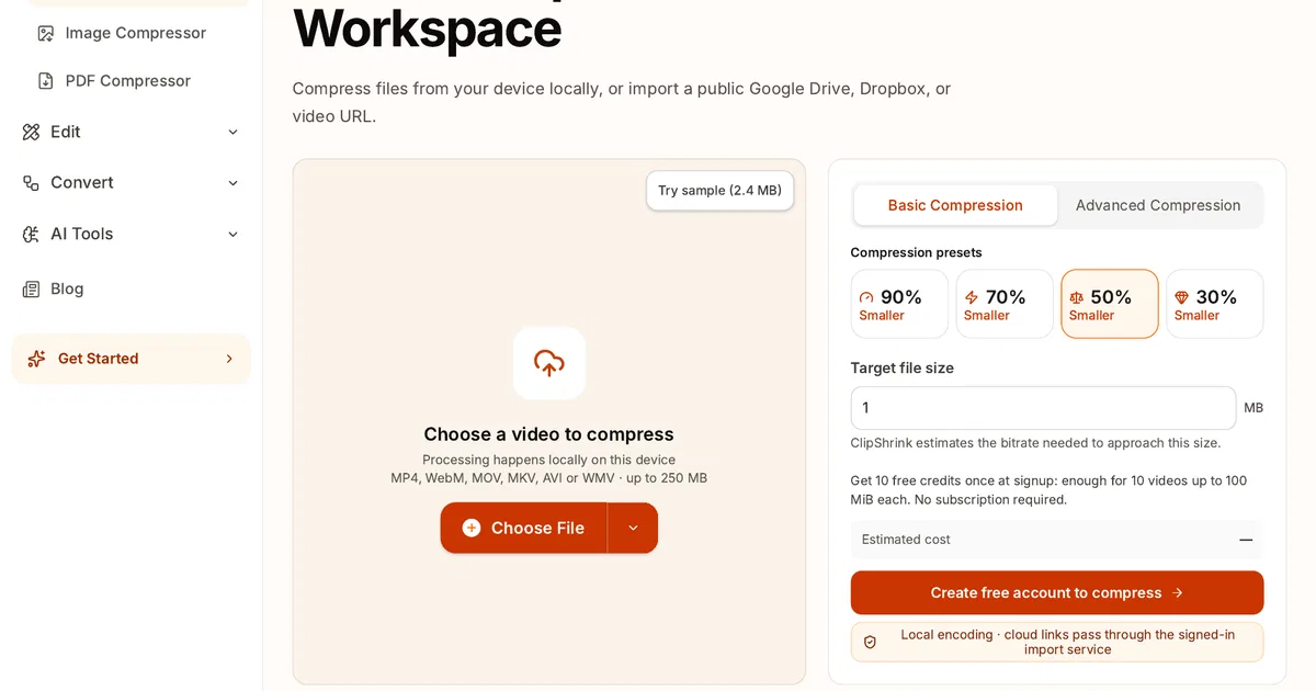 ClipShrink screenshot 2