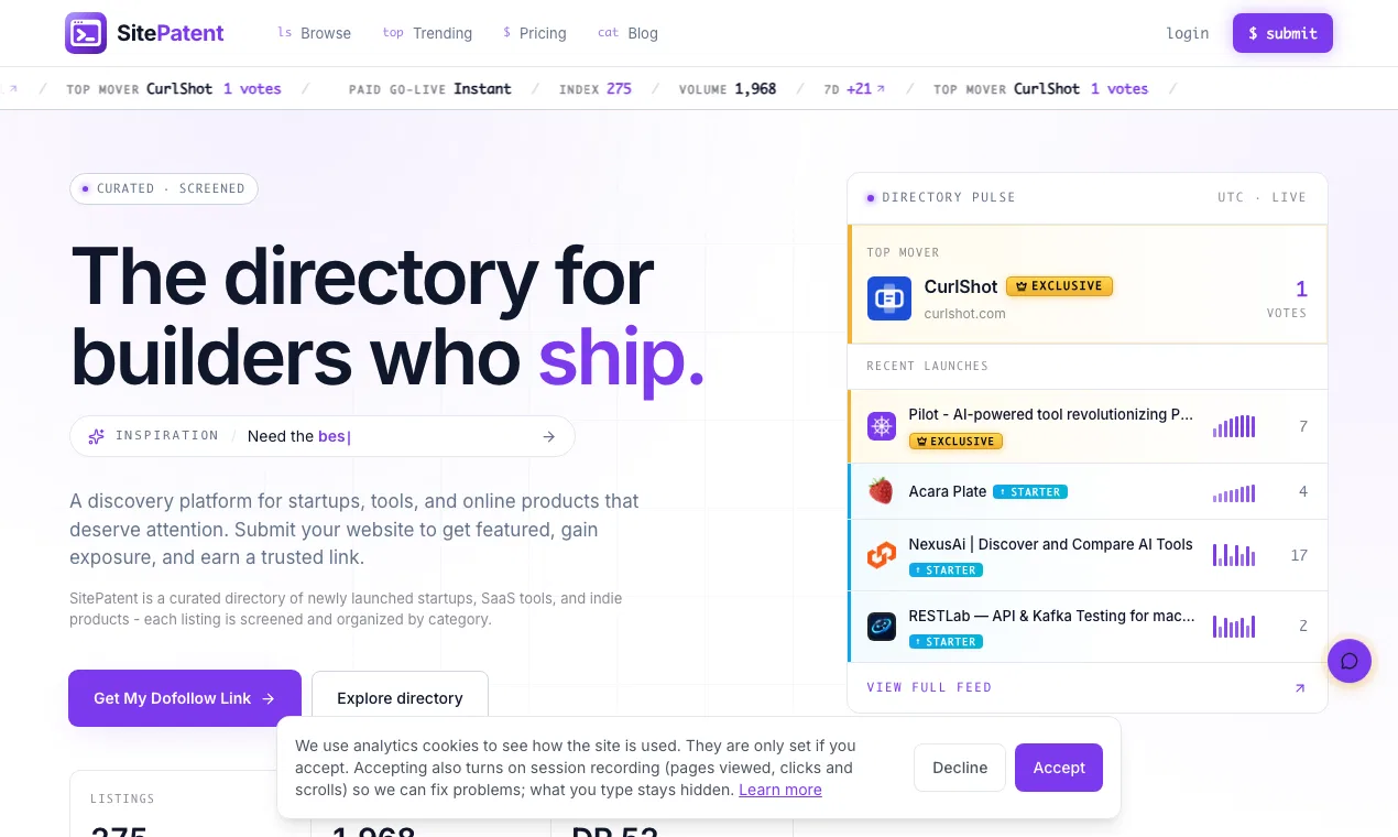 SitePatent screenshot 2