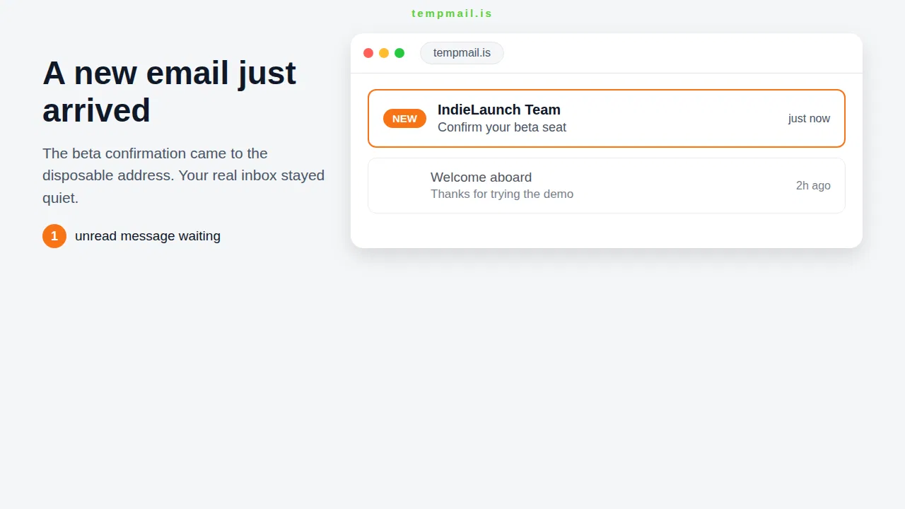 TempMail.is — A Disposable Inbox for Indie Launch Day screenshot 2