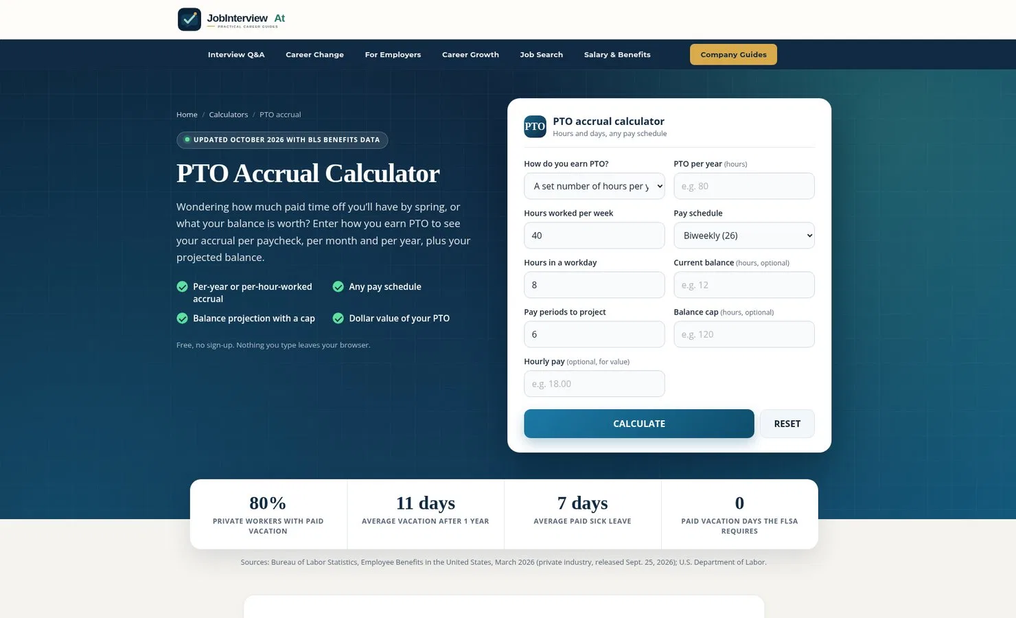 PTO Accrual Calculator screenshot 1