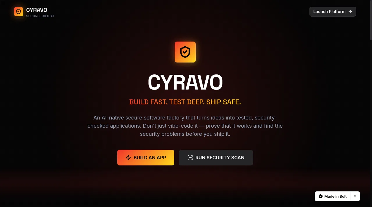 CYRAVO SecureBuild AI screenshot 1