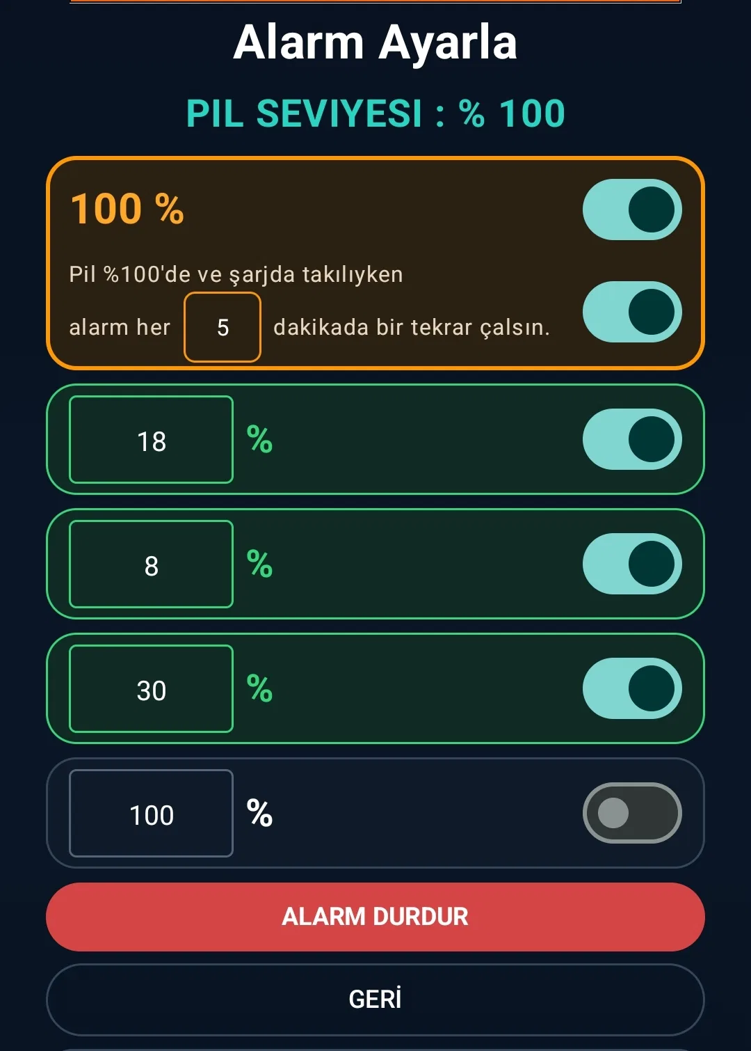Battery Level Alarm screenshot 2